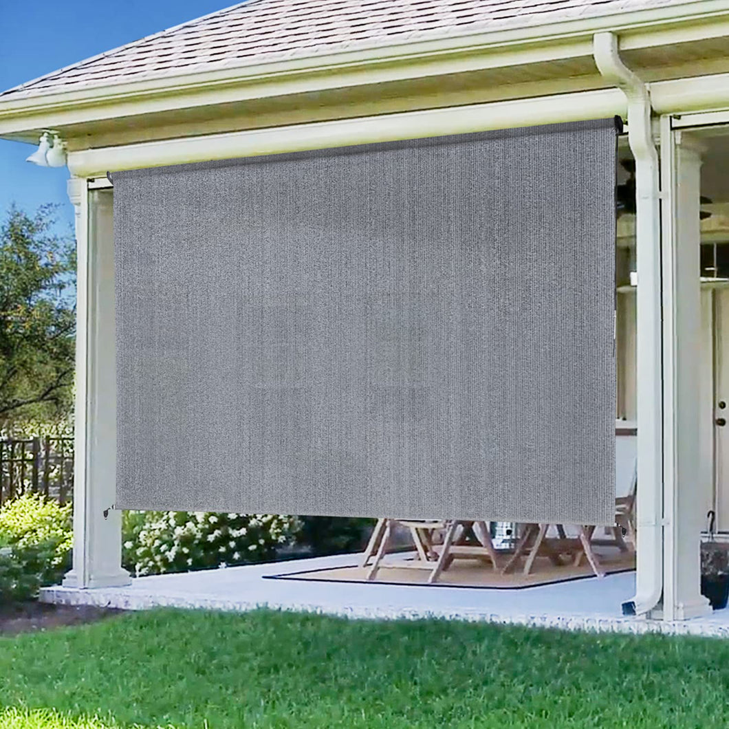 Artpuch Outdoor Roller Shade 7'(W) x6'(L) Fabric Blind Seseam Cordless Roll Up Shade, Wand Operation Exterior Roller Shade Cloth for Patio Porch Gazebo